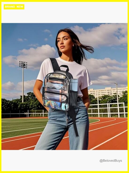Clear Stadium Backpack Large Capacity Water Resistant Reinforced Strap main image 6